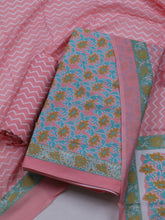 Printed Cotton Blend Unstitched Suit With Dupatta